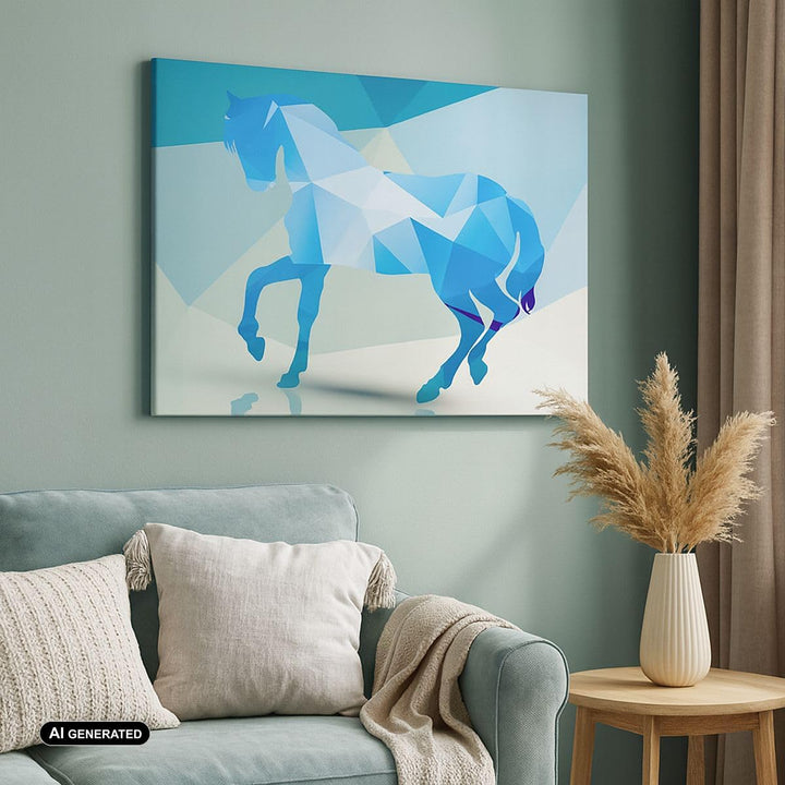 Bilder auf Leinwand 100x70cm Leinwandbild Pferd Illustration modern Grafik Gross Wanddeko Bild Schla