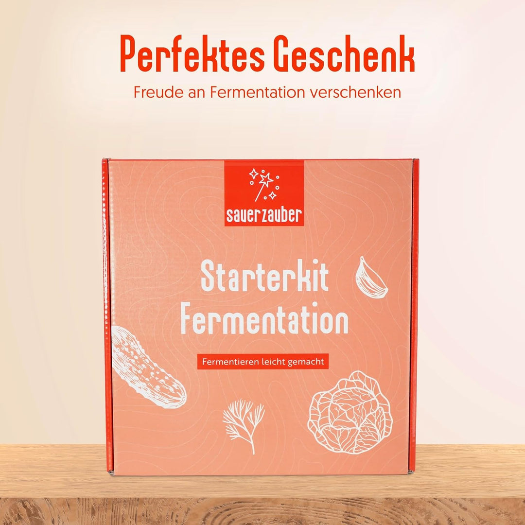 Starterkit Fermentation – grosses Fermentierset für Gemüse wie Kimchi, Sauerkraut - 1 L Fermentiergl