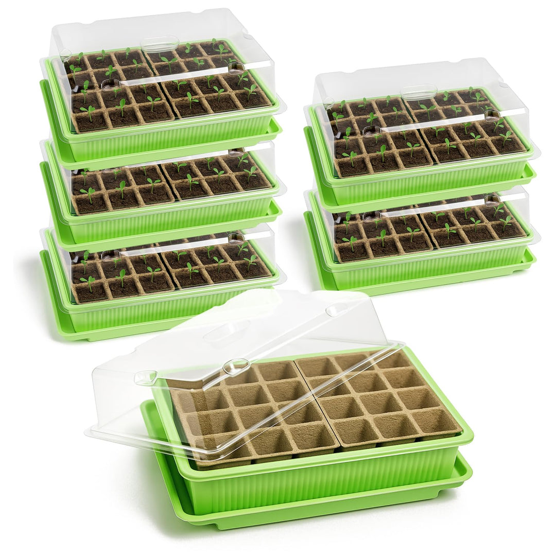 com-four® 6X Zimmergewächshaus zum Anzüchten von Pflanzen, Anzuchtset für 144 Pflanzen, Pflanzkasten