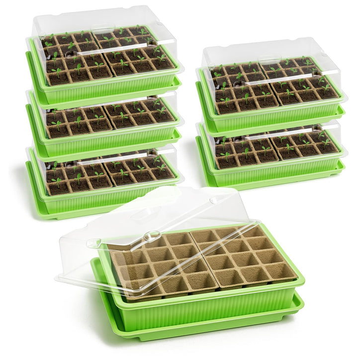 com-four® 6X Zimmergewächshaus zum Anzüchten von Pflanzen, Anzuchtset für 144 Pflanzen, Pflanzkasten