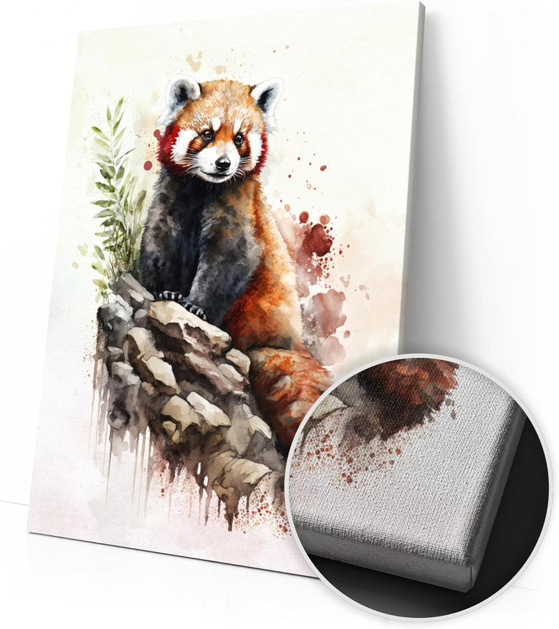 Artmazing | Katzenbärbild gross | Bilder Roter Panda modern auf Leinwand | Katzenbärbilder Modern |