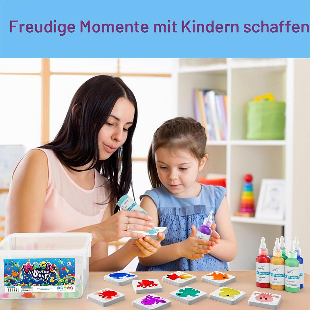 Kiditos Magic Water Elf Spielzeug Set – Aqua Gelz magisches Wasser-Gel Kit mit 20 Farben & 10 Formen