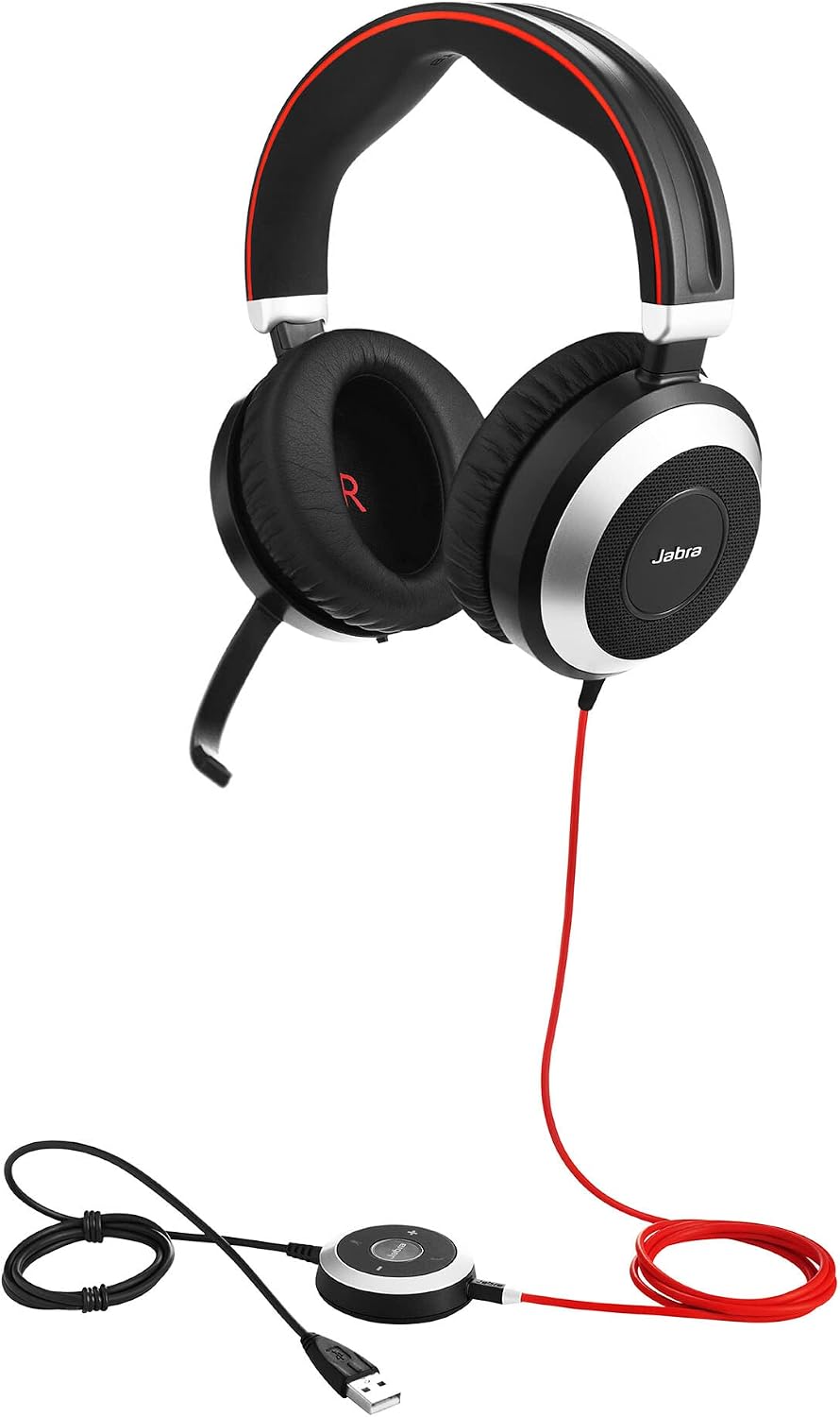 Jabra Evolve 80 UC Stereo Over-Ear Headset - Unified Communications zertifizierte Kopfhörer mit akti