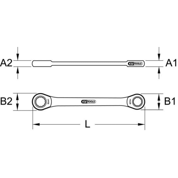KS Tools 503.4507 GEARplus Doppel-Ratschenringschlüssel, 17x19mm, 17x19mm