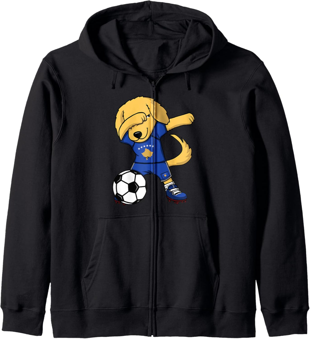 Dabbing Golden Retriever Kosovo Fussballfans Trikot Fussball Kapuzenjacke