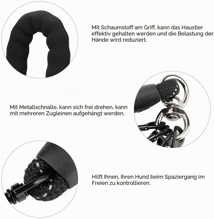 Hundeleinen, 4 in 1 No Tangles Abnehmbares Nylon-Zugseil 4-Wege-Hundeleine für Hunde Katzen im Freie