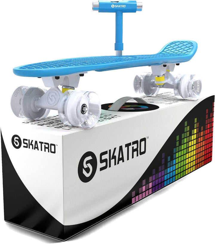 Skatro - Mini-Cruiser-Skateboard. 22 Zoll Kunststoff-Board im Retro-Stil, komplett mit Arctic Glacie
