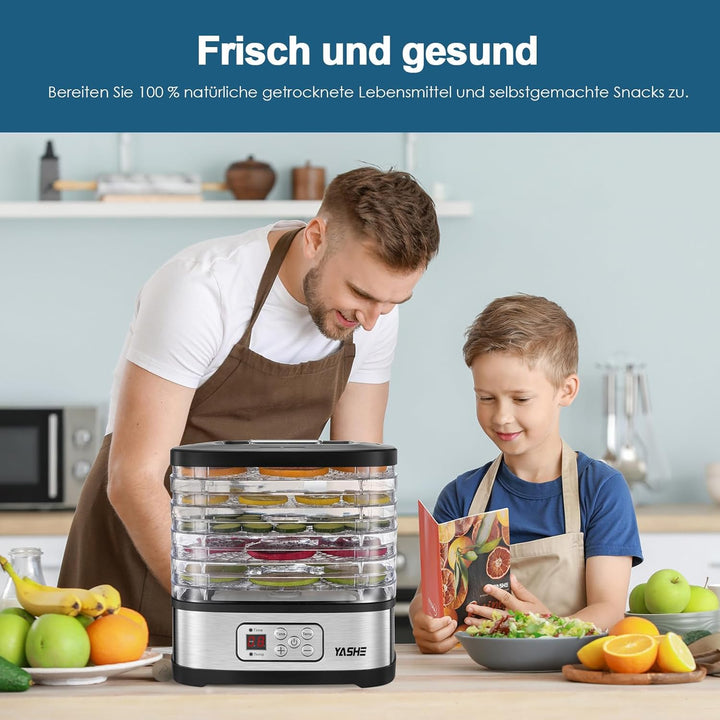 YASHE GGJ-261B Dörrautomat mit LED-Display, Temperaturregelung 35-70°C & 72-Stunden-Timer, 5 höhenve