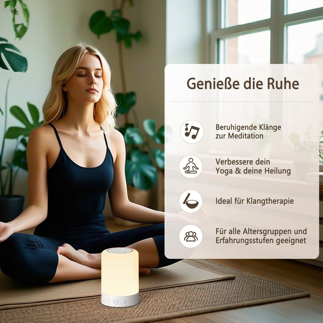 Kipcush Automatische tibetische Meditationsschale – tragbar, wiederaufladbar, mit 9 Klängen, Nachtli
