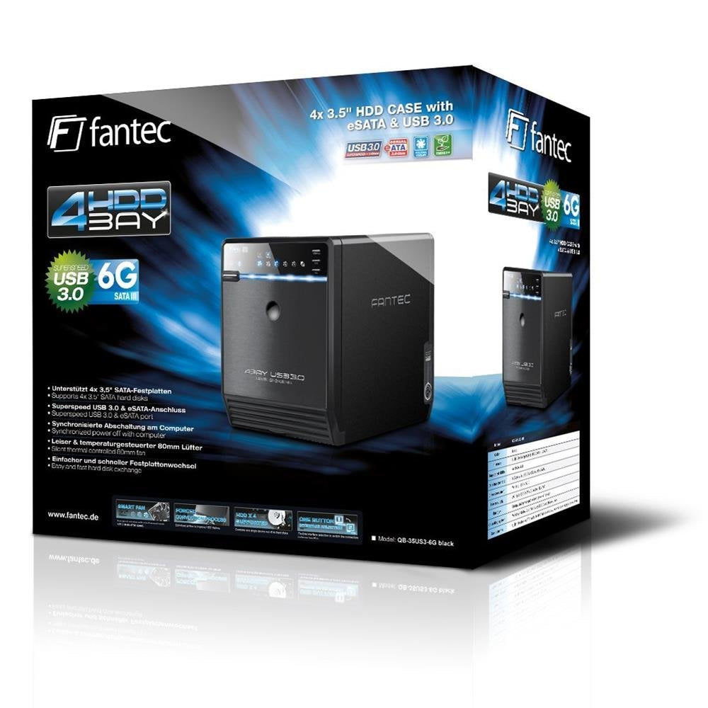 FANTEC QB-35US3-6G Externes 4-fach Festplattengehäuse (für 4x 8, 89 cm (3, 5 Zoll) SATA i/II/III Fes