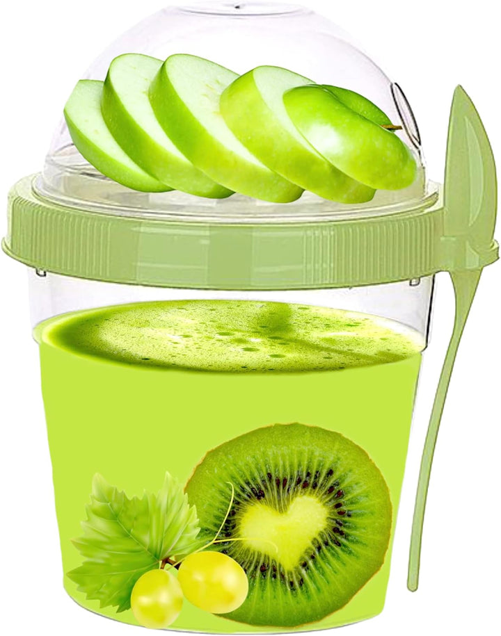 Joghurtbecher mit Löffel, 500ml wiederverwendbare Frühstückstöpfe, Müslibehälter für unterwegs, Lunc