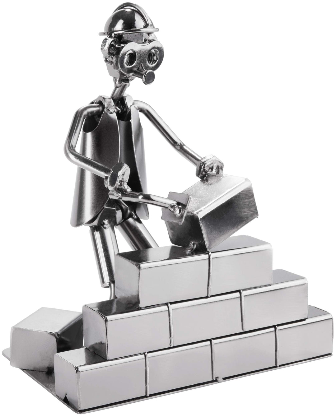 BRUBAKER Schraubenmännchen Maurer - Handarbeit Eisenfigur Metallmännchen - Metallfigur Geschenkidee