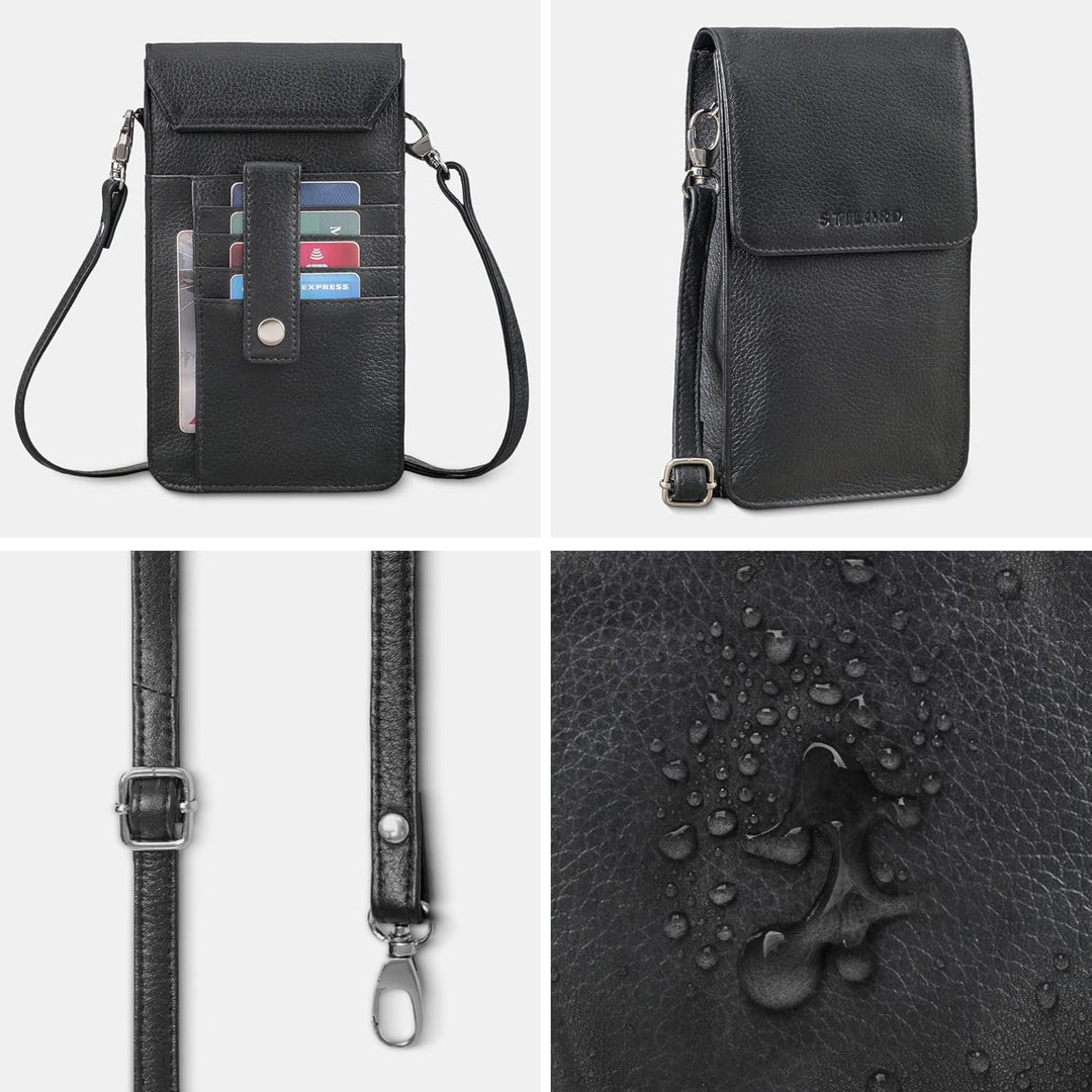 STILORD "Imola Echtleder Handytasche 7 Zoll Damen Herren Vintage Umhängetasche Brustbeutel Leder Dam