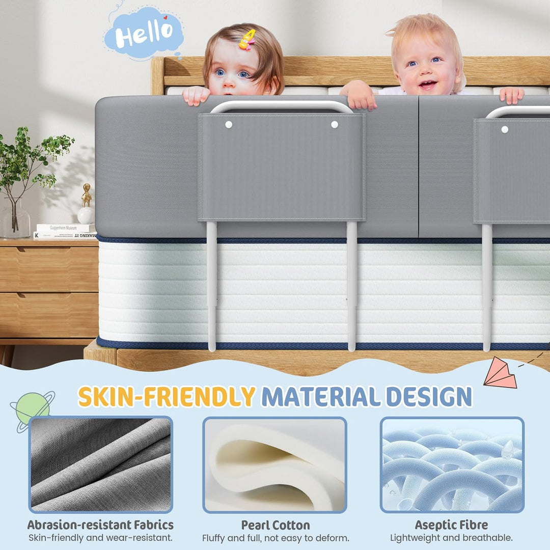 Bettgitter für Kinder – Rausfallschutz und Bettkantenschutz für Babybett und Kinderbett, Höhenverste