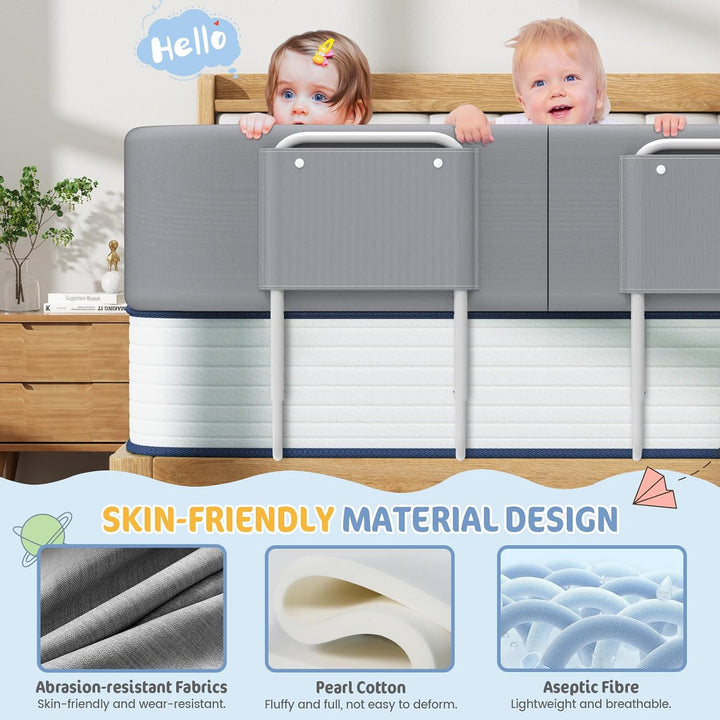 Bettgitter für Kinder – Rausfallschutz und Bettkantenschutz für Babybett und Kinderbett, Höhenverste