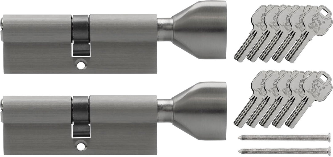 2x Knaufzylinder KSN 90 mm 45/45 gleichschliessend inkl. 10 Schlüssel