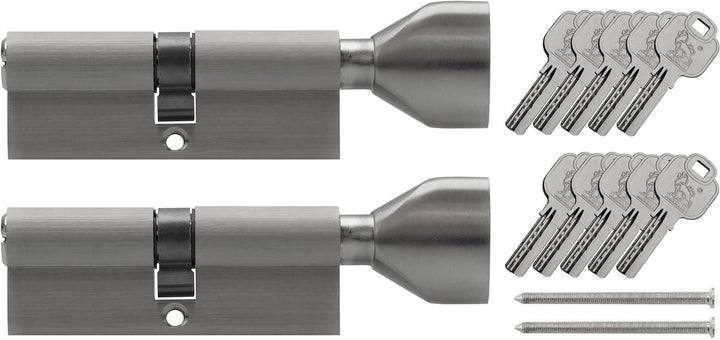 2x Knaufzylinder KSN 90 mm 45/45 gleichschliessend inkl. 10 Schlüssel