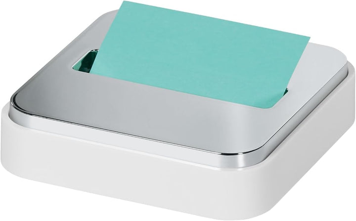 Post-it Notizspender für 7,6 x 7,6 cm grosse Notizen, weisser Boden mit Stahldeckel Weiss/opulenter