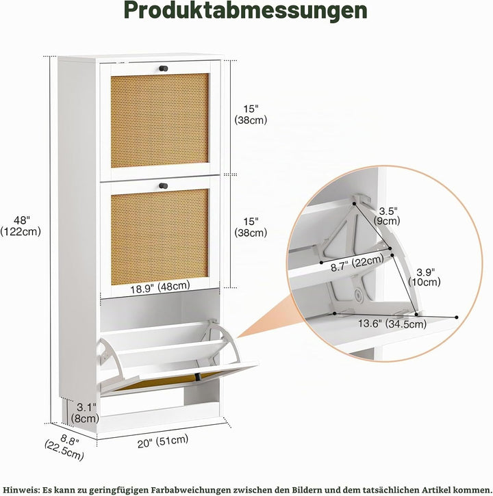 Schuhschrank mit 3 Flip-Schubladen, platzsparender Schuhkipper, Schuhregal, Schuhaufbewahrung, für 1