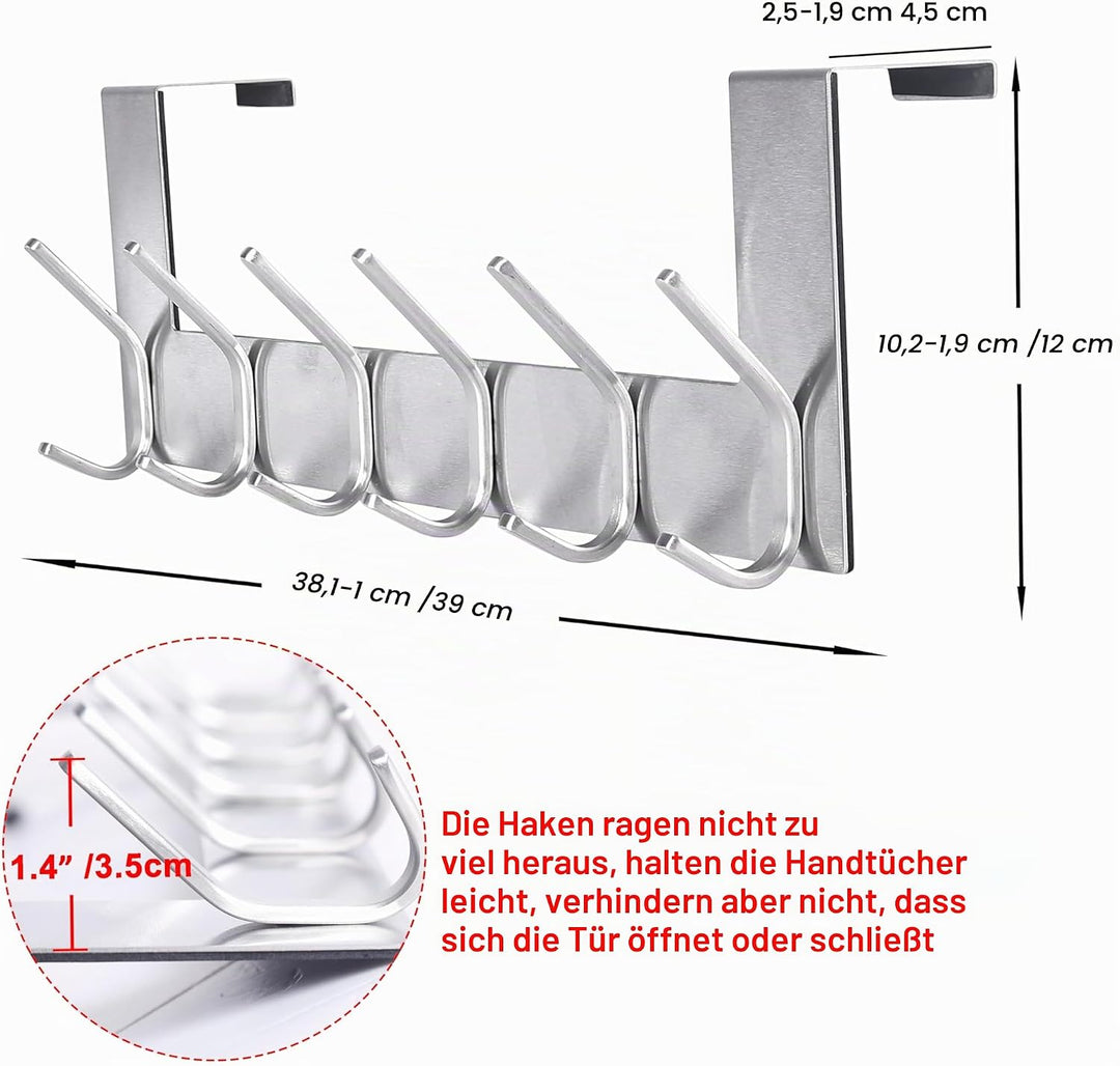 SKOLOO Over The Door Hook Brushed Nickel, Door Coat Rack for Entryway, Over Door Towel Hook for Bath