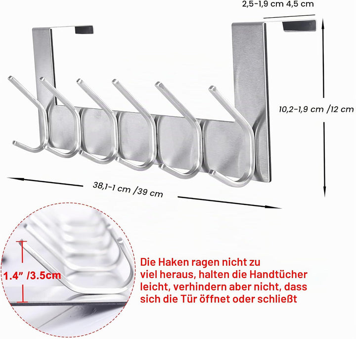 SKOLOO Over The Door Hook Brushed Nickel, Door Coat Rack for Entryway, Over Door Towel Hook for Bath