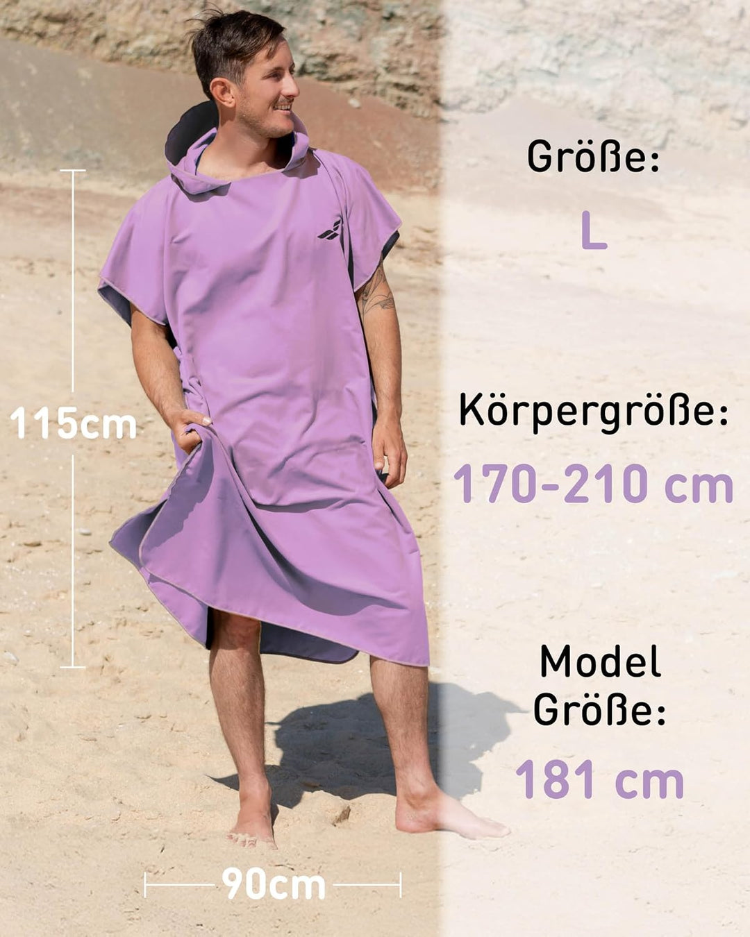 Fit-Flip Badeponcho aus Mikrofaser für Damen und Herren - schnelltrocknend, kompakt und Ultraleicht