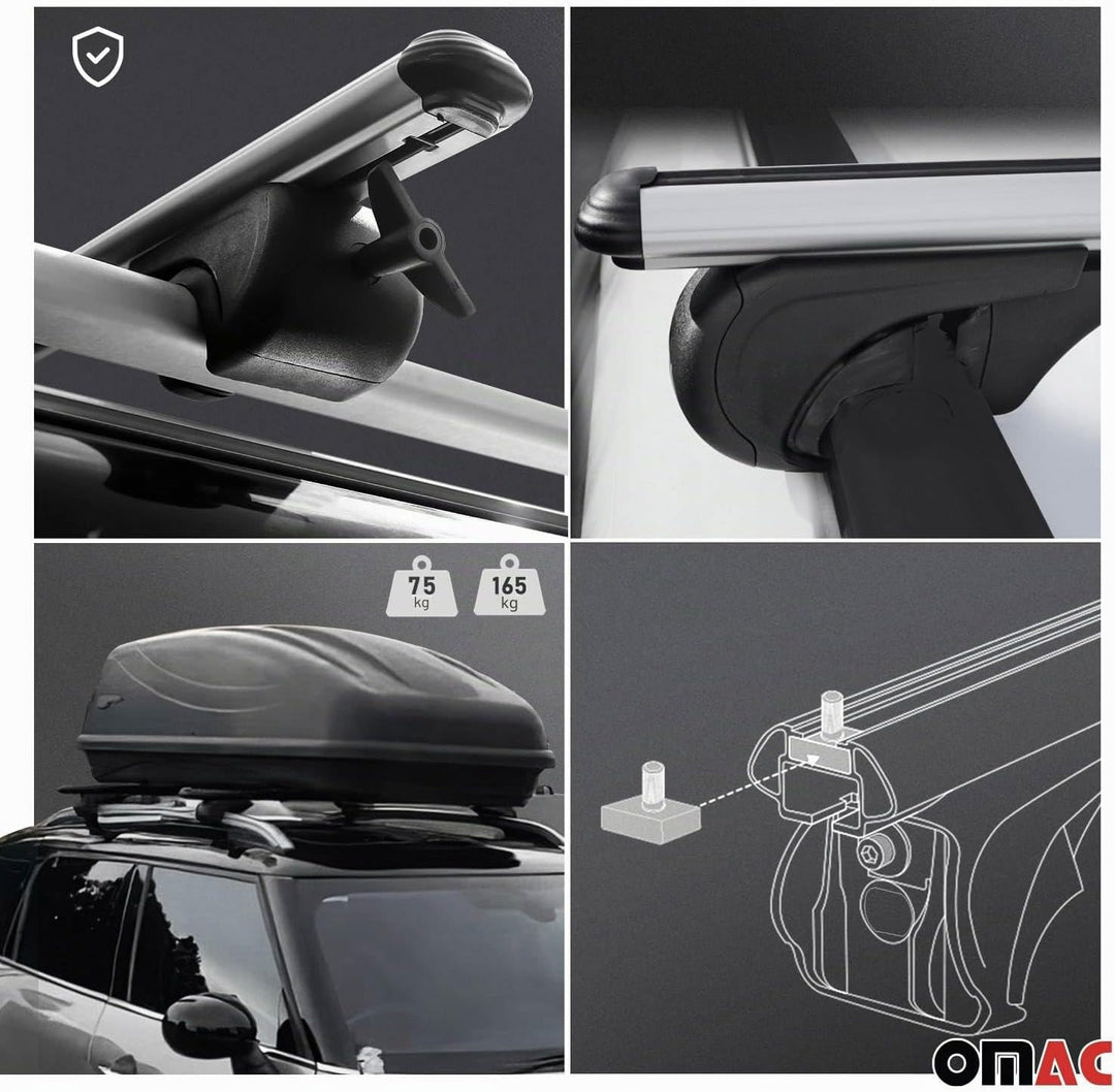 OMAC Dachträger für VW T5 T6 T6.1 Multivan Caravelle 2003-24 L1 Alu Silber | inkl. Dachreling (Set),