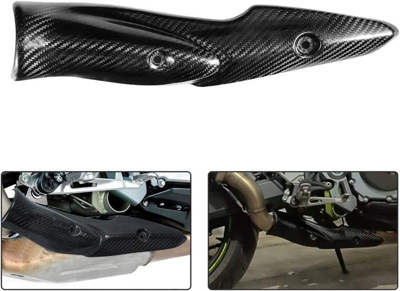 KSTE Motorrad Hitzeschild, Motorradauspuffanlage Carbon Fiber Hitzeschild Schalldämpferabdeckung Fit