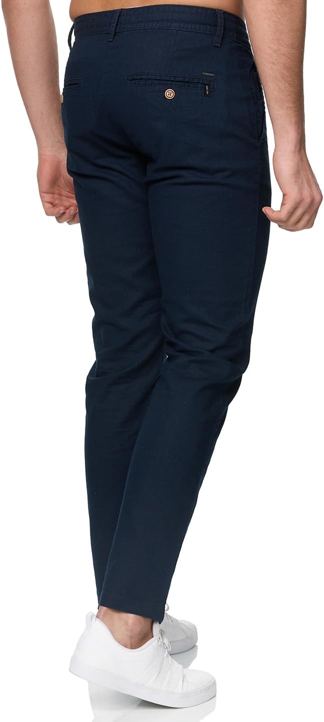 Indicode Herren Venedig Stoffhose aus Leinen &amp; Baumwolle | Leinenhose Freizeithose Männer XL Navy, X