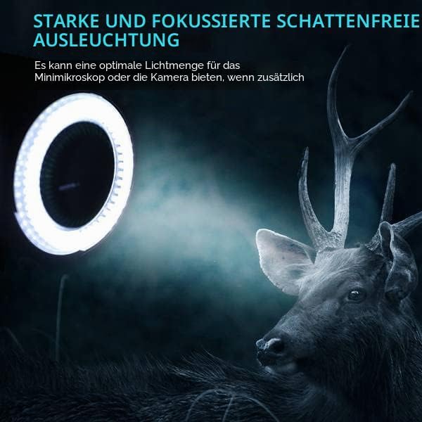 Tiamu 144 LED Stereomikroskop Kamera Ringleuchte, Super Helligkeit LED Perlen Ringleuchte 0-100% Ein