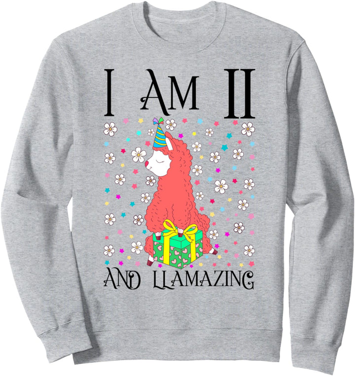 Kids I am 11 and LLamazing 11th Llama Birthday Party Gift Sweatshirt