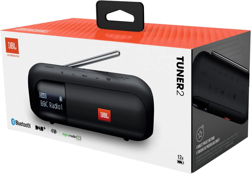 JBL Tuner 2 Radiorekorder in Schwarz – Tragbarer Bluetooth Lautsprecher mit MP3, DAB+ & UKW Radio –