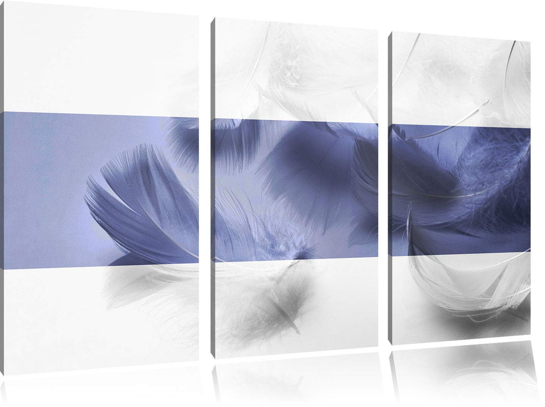 Weisse Federn schwarz/weiss 3-Teiler Leinwandbild 120x80 Bild auf Leinwand, XXL riesige Bilder ferti