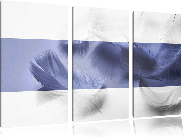Weisse Federn schwarz/weiss 3-Teiler Leinwandbild 120x80 Bild auf Leinwand, XXL riesige Bilder ferti