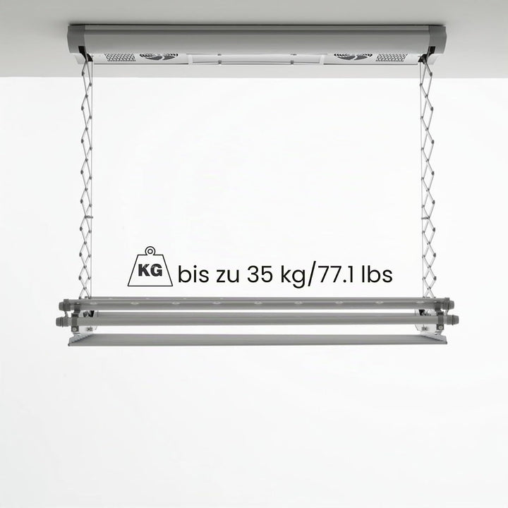Foxydry Air Kompakter elektrischer Wäscheständer für Wand oder Decke mit Fernbedienung in Aluminium