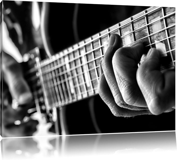 Pixxprint Gitarre Spielen / 100x70cm Leinwandbild bespannt auf Holzrahmen/Wandbild Kunstdruck Dekora