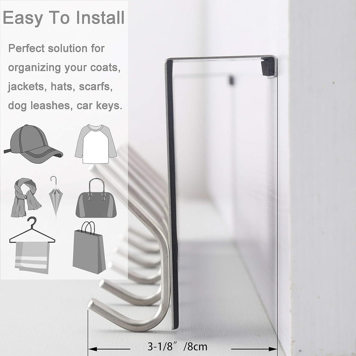 WEBI Türhaken zum Einhängen,Türgarderobe mit 6 Haken,Türaufhänger,Kleiderhaken Tür,Haken Tür,Türhake