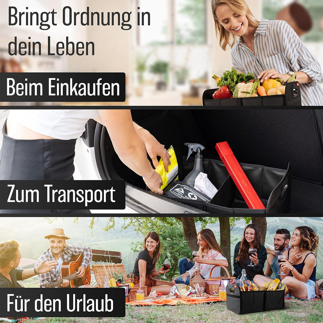 HELDENWERK Kofferraumtasche faltbar mit Anti-Rutsch-Klett - Kofferraum-Organizer, Auto Faltbox, Eink