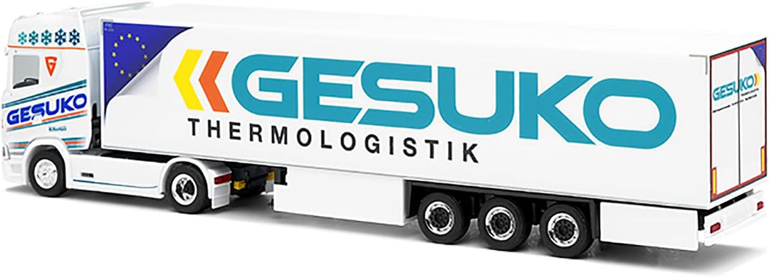 herpa 313780 Scania CS 20 HD Kühlkoffer-Sattelzug „GESUKO“ Model, Multicolor, 1:87