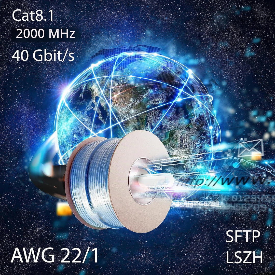 CAT 8 Verlegekabel Netzwerkkabel CAT.8.1 LAN Halogenfrei Installationskabel CAT8 Kabel Netzwerk Verk
