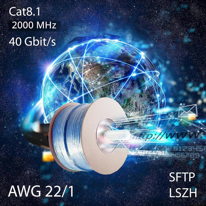 CAT 8 Verlegekabel Netzwerkkabel CAT.8.1 LAN Halogenfrei Installationskabel CAT8 Kabel Netzwerk Verk