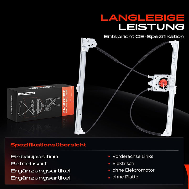 Frankberg Elektrisch Fensterheber Ohne Motor 5-Türer Vorne Links Kompatibel mit Laguna II BG0/1 Gran