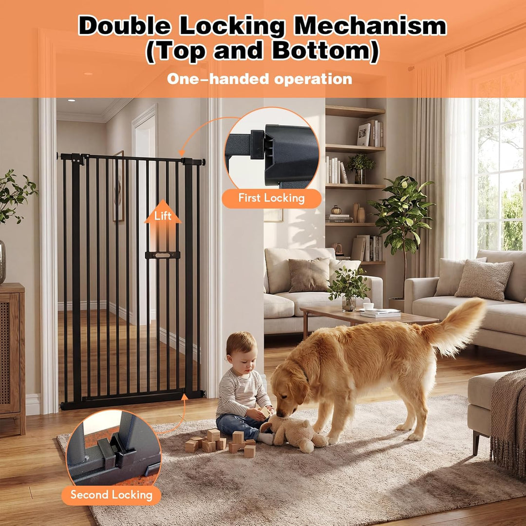 150CM Treppenschutzgitter hoch Absperrgitter Katze, Extra Hohes Katzengitter mit Automatisch Schlies