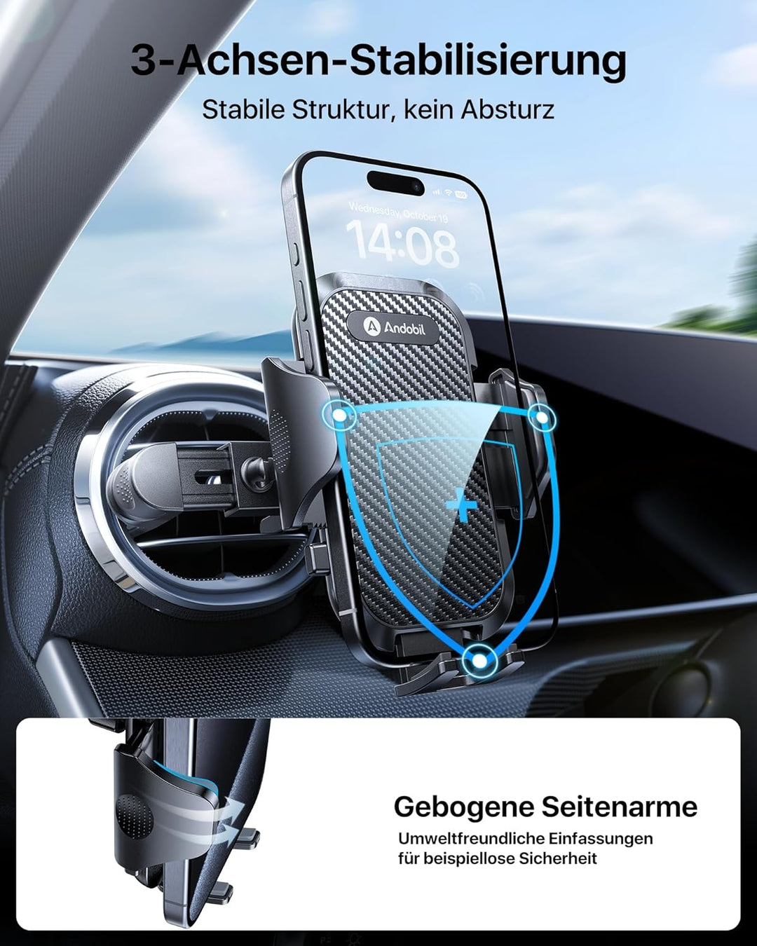 andobil Handyhalterung Auto Runde Lüftung [ 2.0 Entwurf Upgrade für Mercedes ] Handyhalterung Auto [