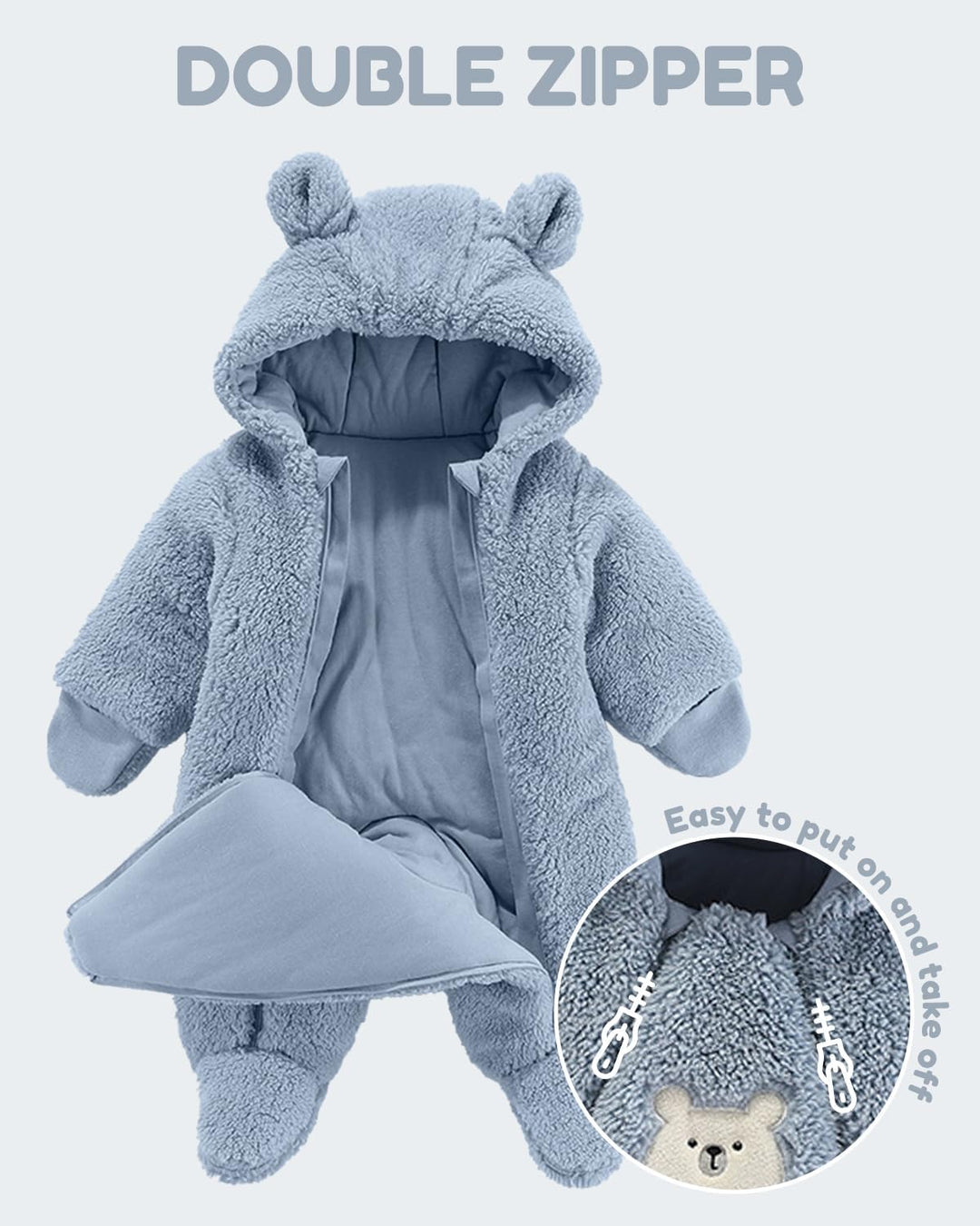 WYTbaby Baby Overall Winter Fleece Warm Schneeanzug Baby Romper Mit Kapuze Für Jungen Mädchen 0-12 M