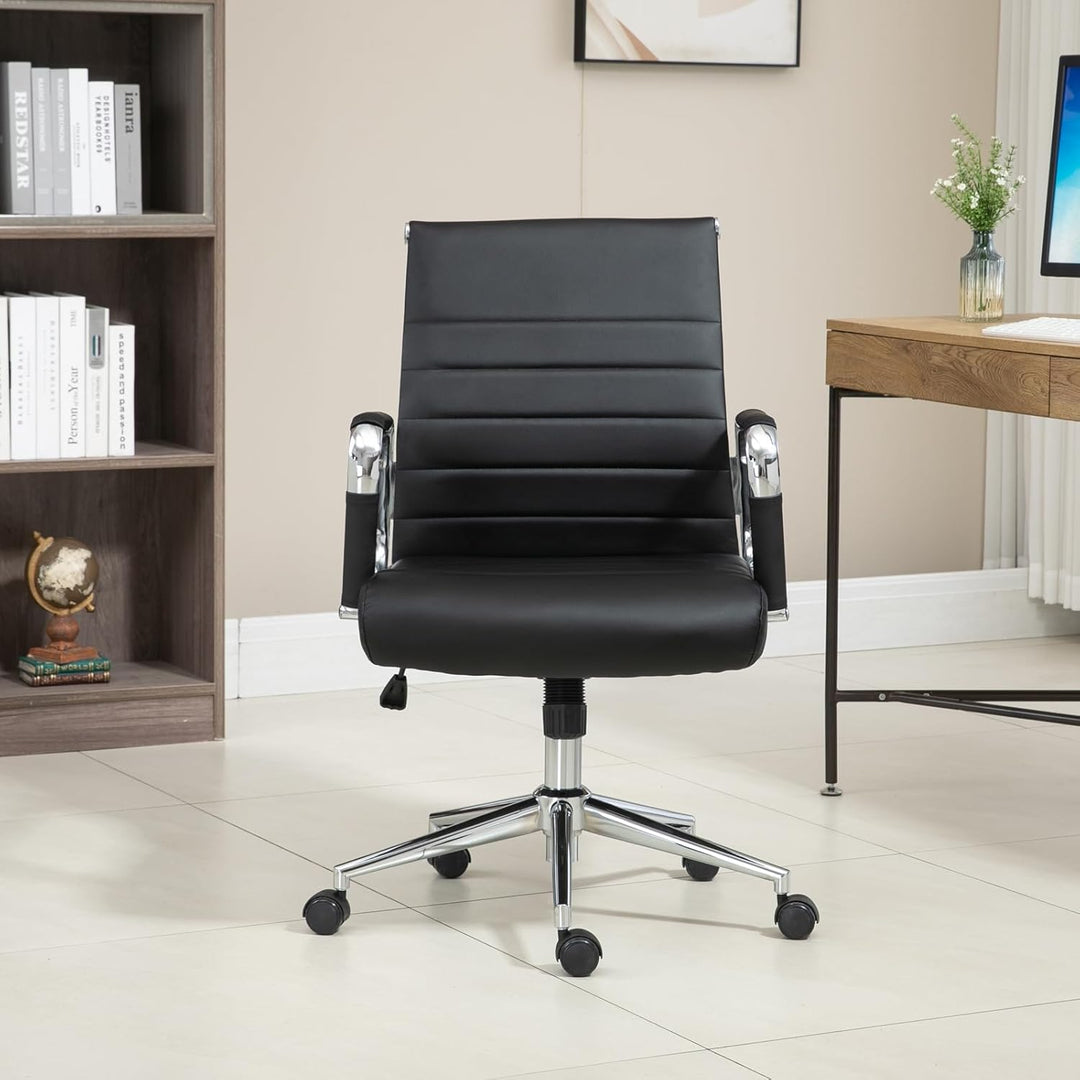 SVITA Office Comfort Bürostuhl Schreibtischstuhl Drehstuhl Chefsessel Kunstleder Schwarz Schwarz Kun