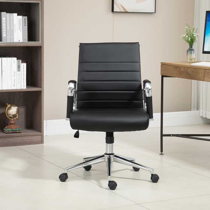 SVITA Office Comfort Bürostuhl Schreibtischstuhl Drehstuhl Chefsessel Kunstleder Schwarz Schwarz Kun