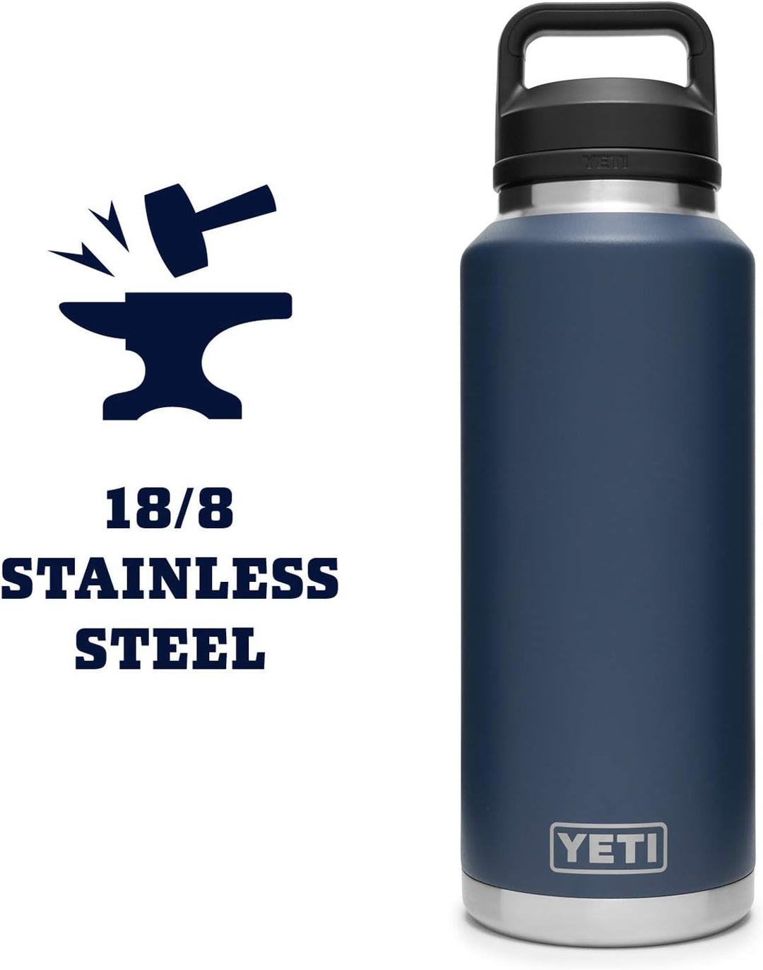 YETI Rambler Flasche Mit Chug-verschluss, Navy, 46oz (1.4L), Marineblau
