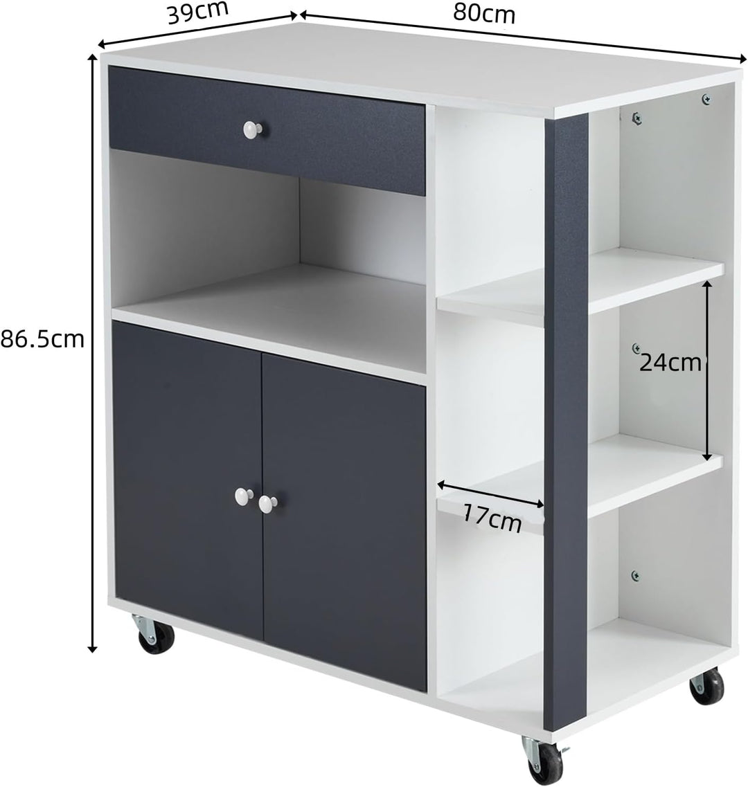 Bonnlo Küchenwagen mit Rollen, Kühceninsel, Servierwagen mit Schublade, Küchenschrank Arbeitsplatte