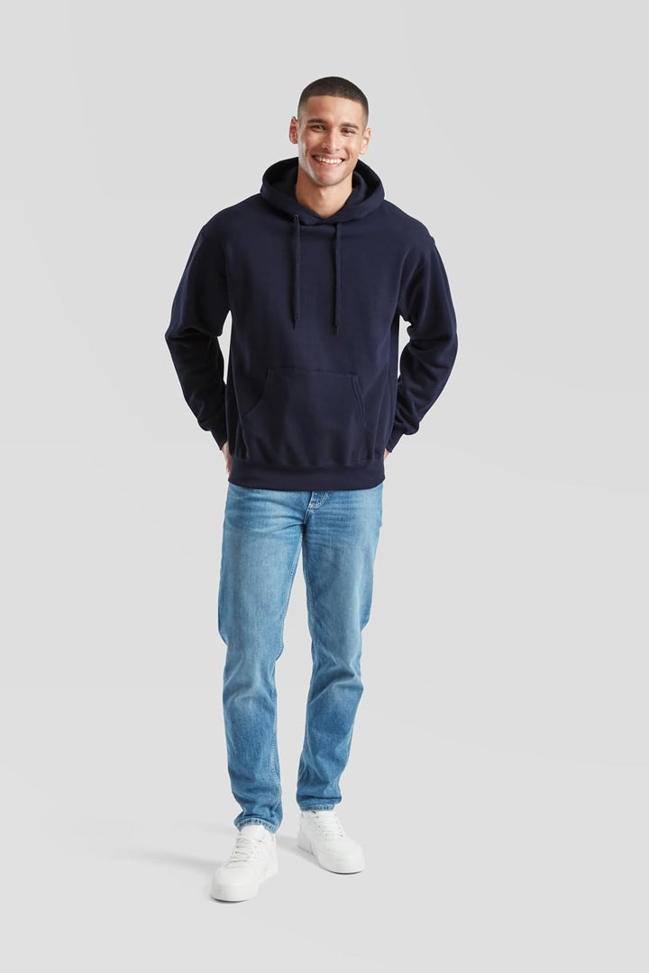 Fruit of the Loom Herren Kapuzenpullover S Deep Navy + Gratis Myshirt Stoffbeutel, S Deep Navy + Gra